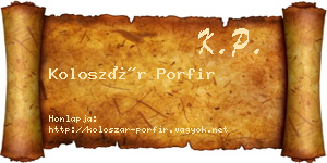 Koloszár Porfir névjegykártya